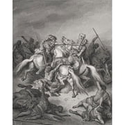 Engraving From The The Dore Bible Illustrating 2 Samuel XXI 16 & 17 Abishai Saves The Life of David by Gustave Dore 1832-1883 French Artist & Illustrator Poster Print - 13 x 17