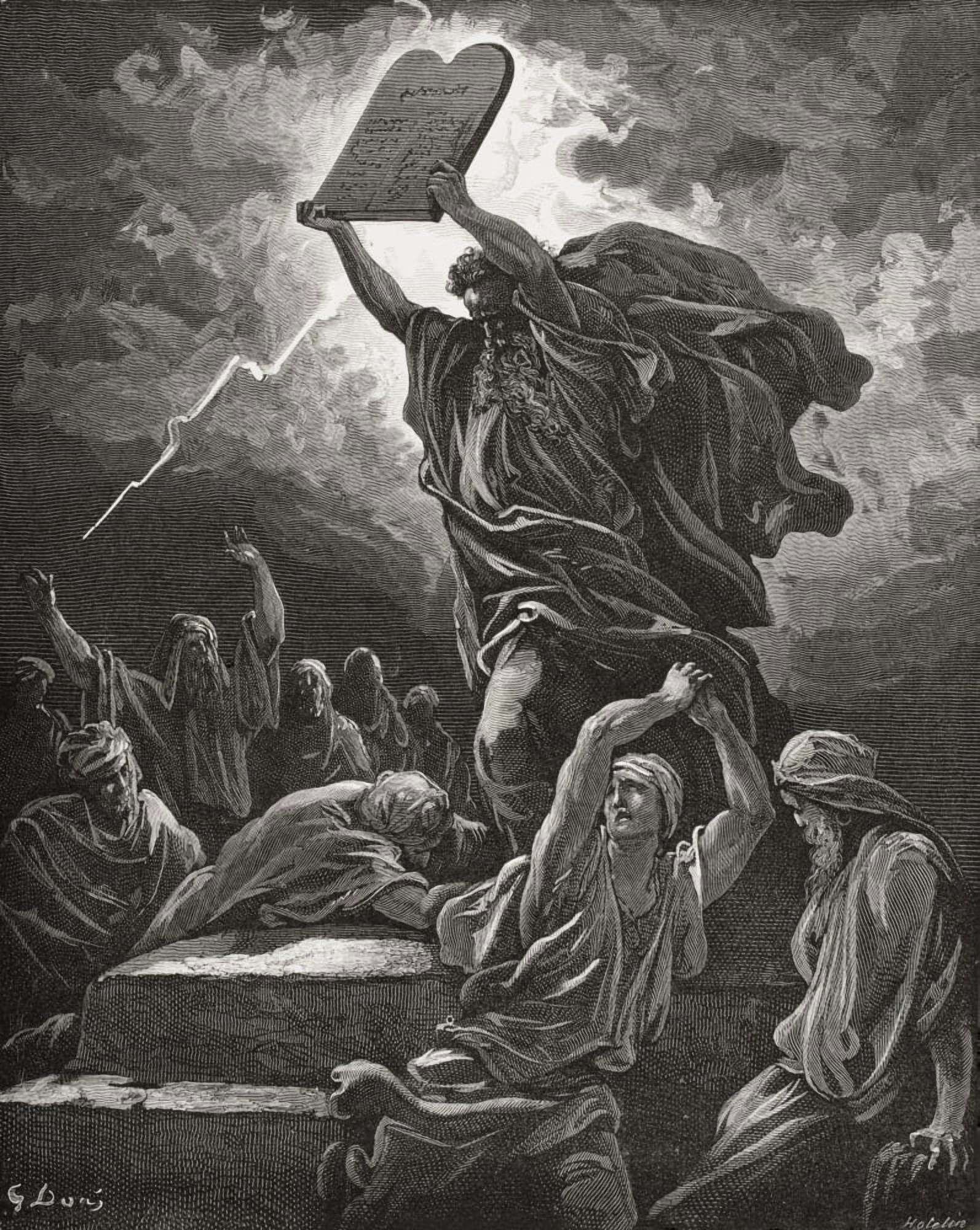 Engraving From The Dore Bible Illustrating Exodus Xxxii 19 Moses Breaking The Tables Of The Law By Gustave Dore 1832-1883 French Artist And Illustrator Canvas Art - Ken Welsh Design Pics (26 x 34)