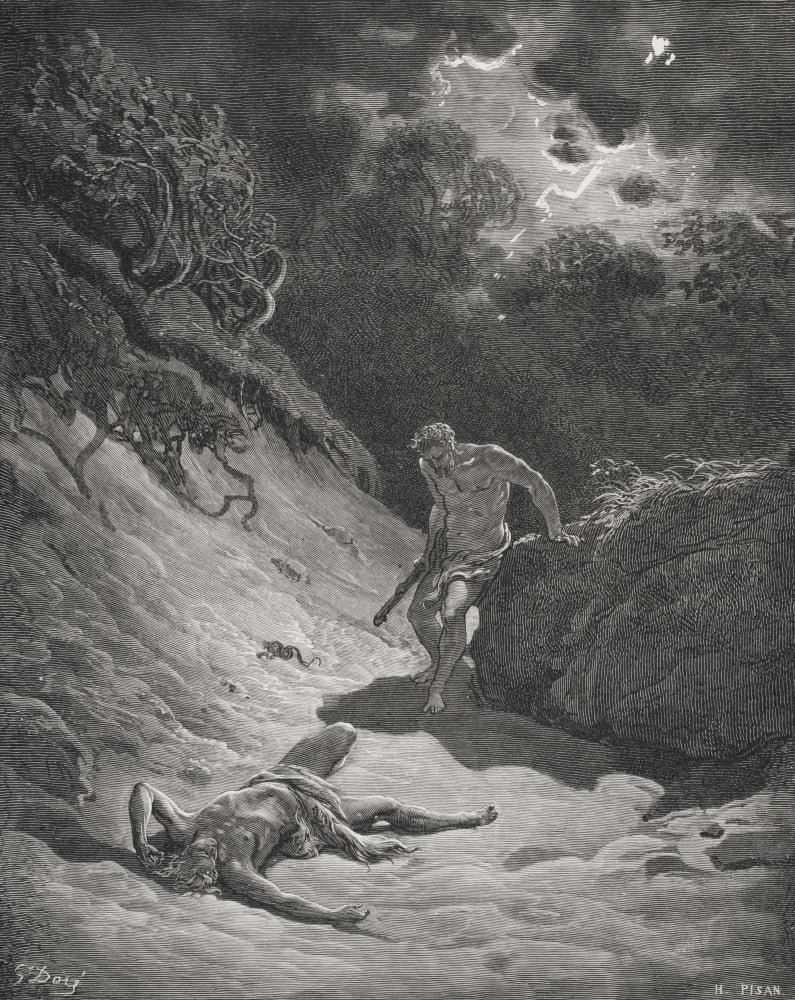 Engraving From The Dore Bible Illustrating Genesis Iv 6 To 12 The Death Of Abel By Gustave Dore 1832-1883 French Artist And Illustrator Canvas Art - Ken Welsh Design Pics (26 x 34)