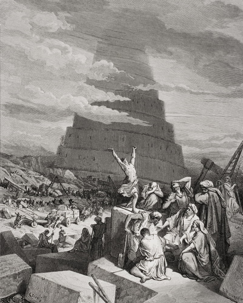 Engraving From The Dore Bible Illustrating Genesis Xi 7 To 9 The Confusion Of Tongues By Gustave Dore 1832-1883 French Artist And Illustrator Canvas Art - Ken Welsh Design Pics (26 x 34)