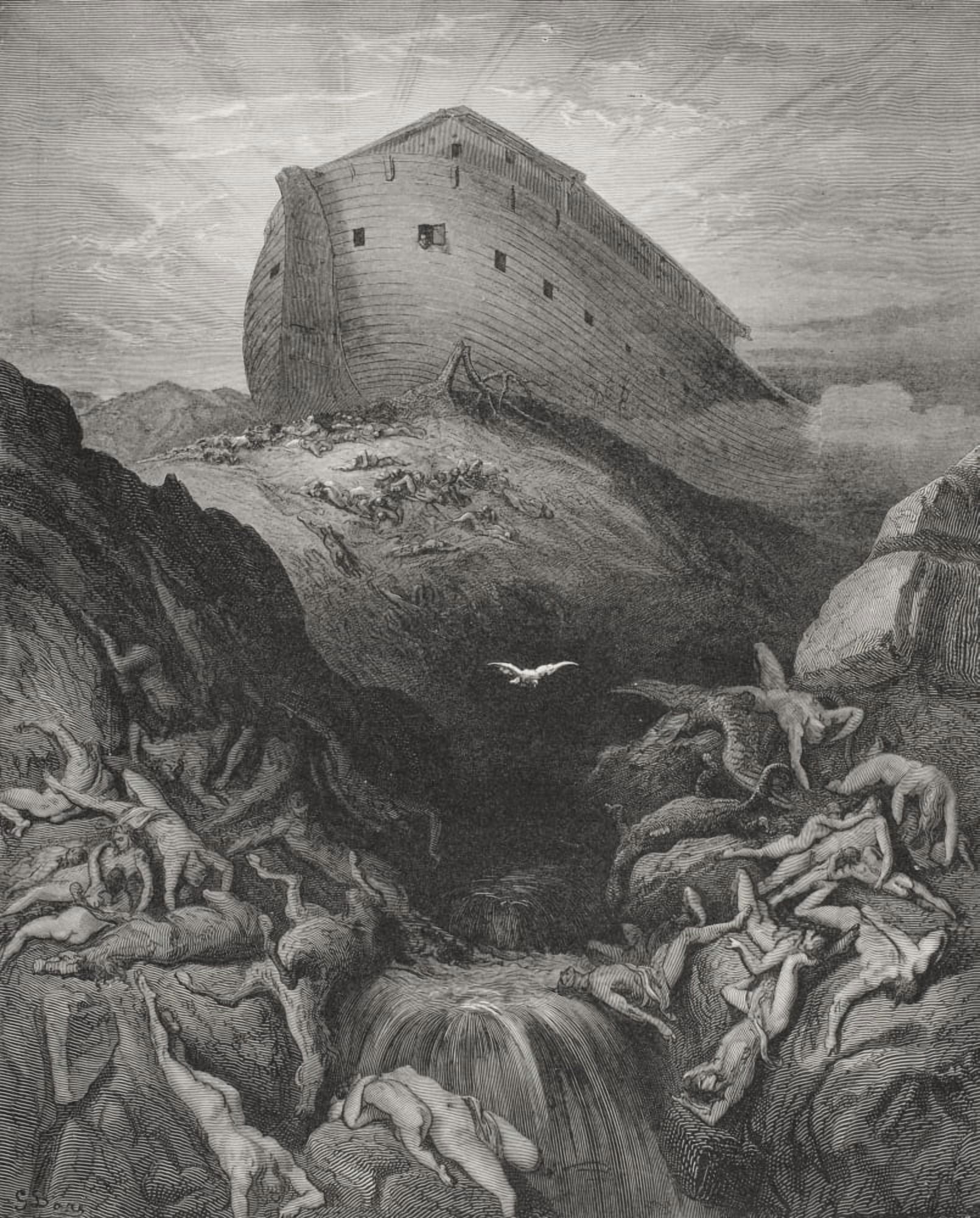 Engraving From The Dore Bible Illustrating Genesis Xiii 8 And 9 The Dove Sent Forth From The Ark By Gustave Dore 1832-1883 French Artist And Illustrator Canvas Art - Ken Welsh Design Pics (26 x 34)
