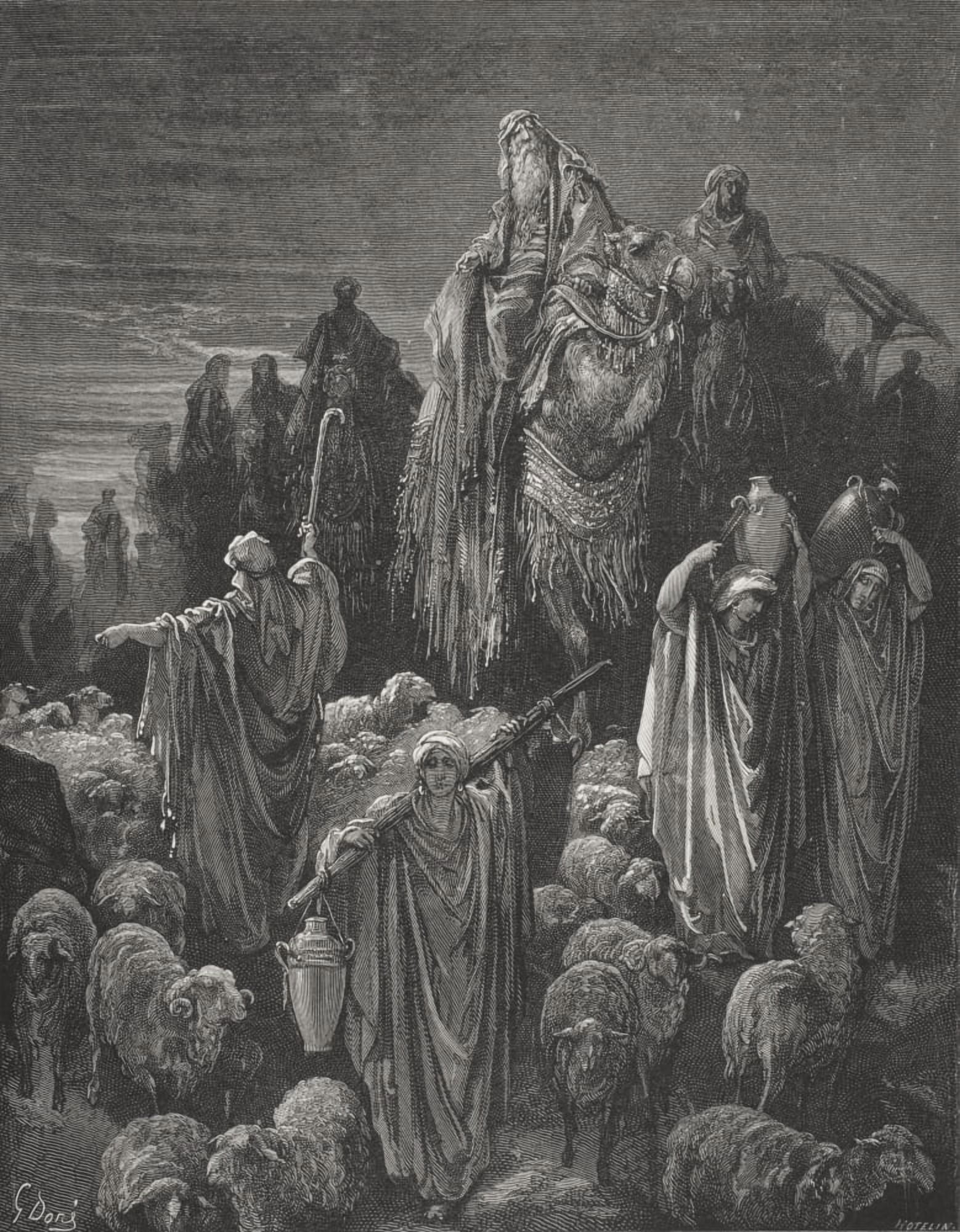 Engraving From The Dore Bible Illustrating Genesis Xlvi 5 To 7 Jacob Goeth Into Egypt By Gustave Dore 1832-1883 French Artist And Illustrator Canvas Art - Ken Welsh Design Pics (13 x 17)