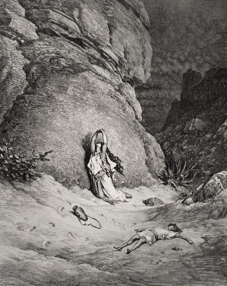 Engraving From The Dore Bible Illustrating Genesis Xxi 14 To 19 Hagar And Ishmael In The Desert By Gustave Dore 1832-1883 French Artist And Illustrator Canvas Art - Ken Welsh Design Pics (26 x 34)