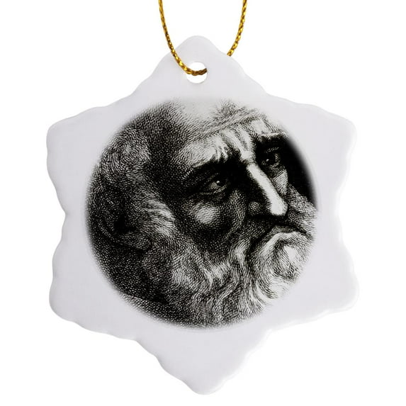 3drose, Engraving, Empedocles of Agrigentum, Historical Art - Hi12 Pri0254 - Prisma, 3 inch Snowflake Porcelain Ornament
