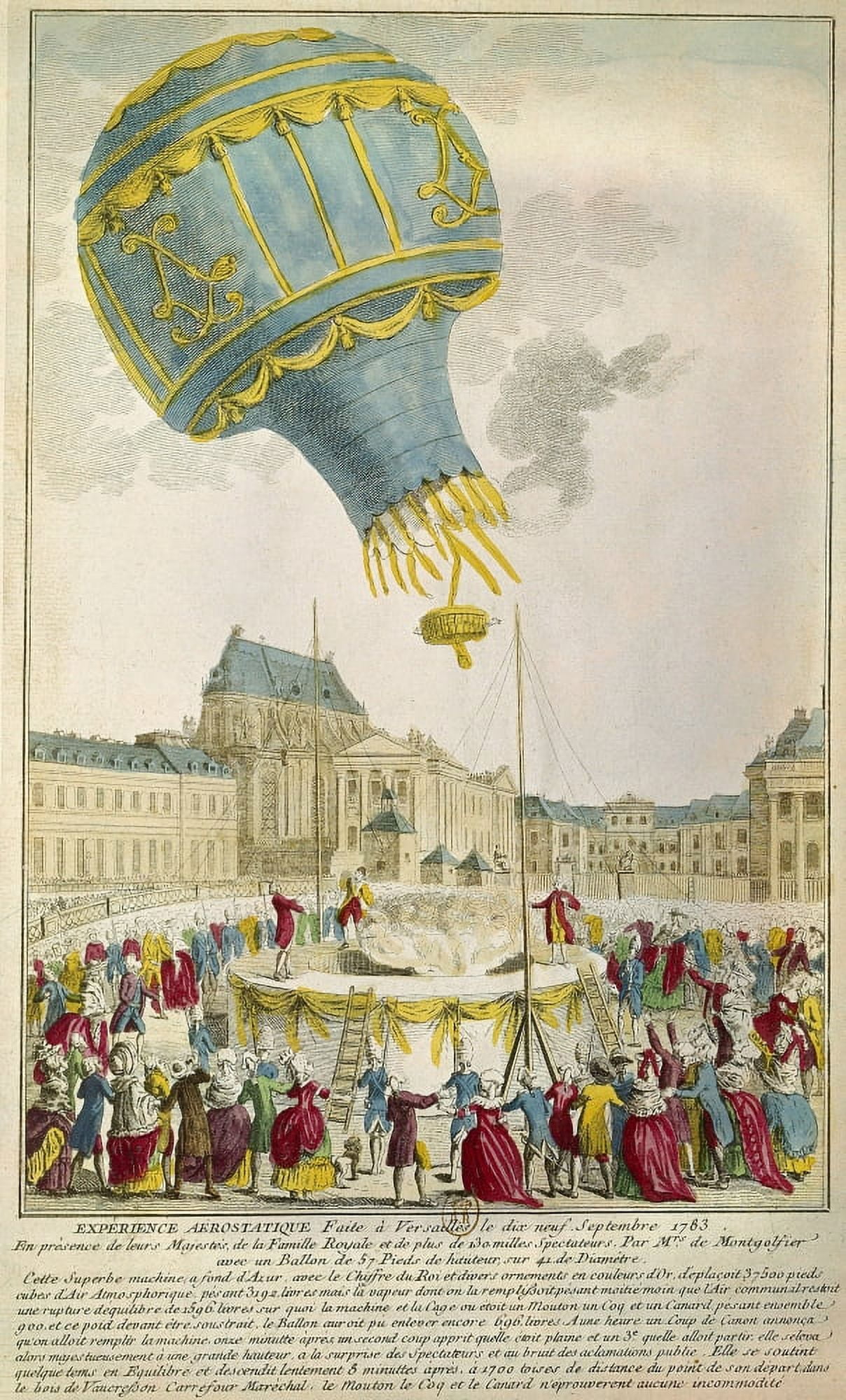 Engraving Experience Des Freres Montgolfier Le 19 Septembre 1783 A Versailles Paris Canvas Art - (24 x 36)