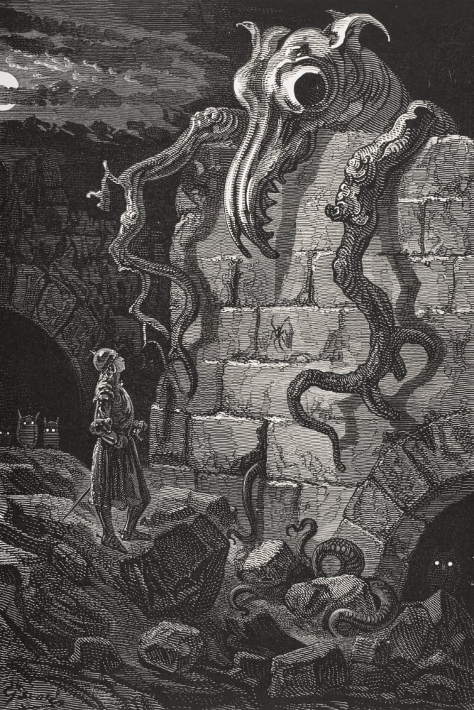 Engraving By Gustave Dore 1832-1883 French Artist And Illustrator Of The Gnarled Monster From The Legend Of Croquemitaine By Tom Hood Canvas Art - Ken Welsh Design Pics (22 x 34)