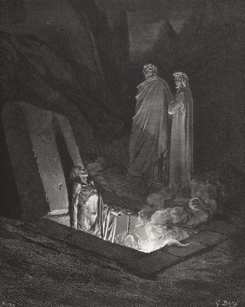 Engraving By Gustave Dore 1832-1883 French Artist And Illustrator For Inferno By Dante Alighieri Canto X Lines 40 To 42 Canvas Art - Ken Welsh Design Pics (13 x 16)