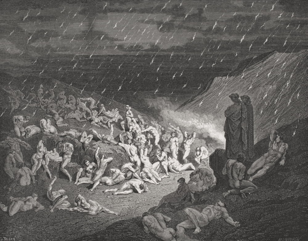 Engraving By Gustave Dore 1832-1883 French Artist And Illustrator For Inferno By Dante Alighieri Canto Xiv Lines 37 To 39 Canvas Art - Ken Welsh Design Pics (16 x 12)