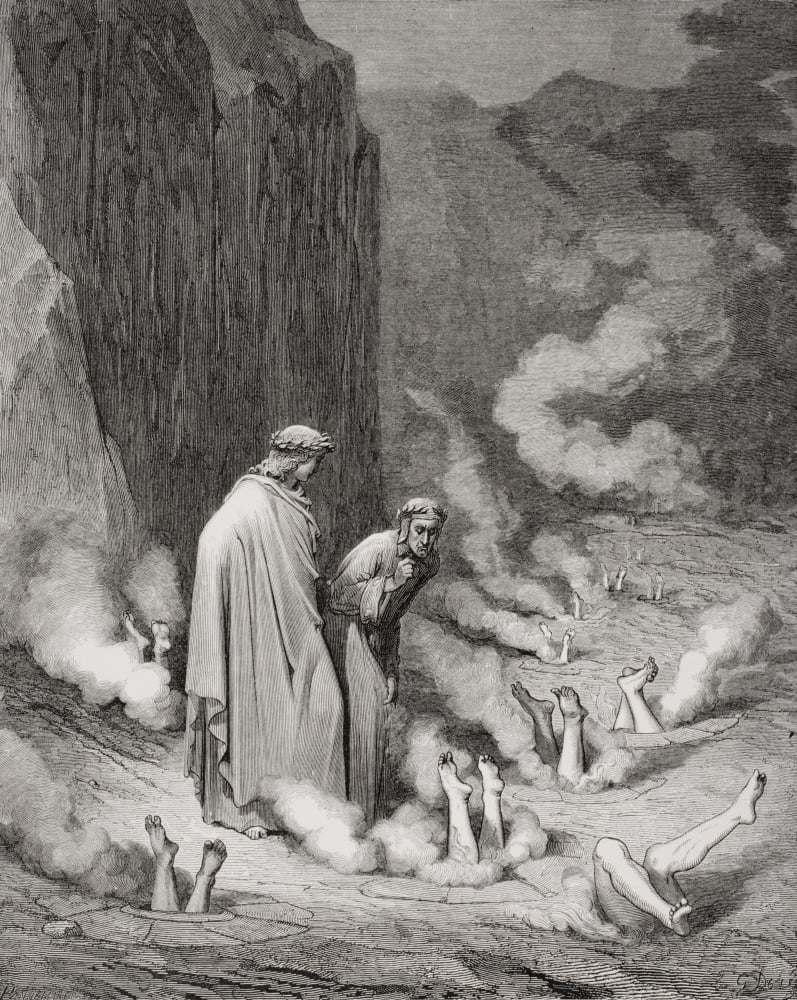 Engraving By Gustave Dore 1832-1883 French Artist And Illustrator For Inferno By Dante Alighieri Canto Xix Lines 10 And 11 Canvas Art - Ken Welsh Design Pics (13 x 16)