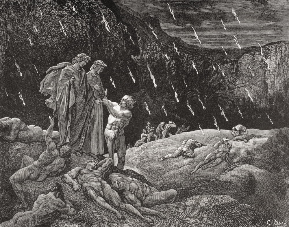 Engraving By Gustave Dore 1832-1883 French Artist And Illustrator For Inferno By Dante Alighieri Canto Xv Lines 28 And 29 Canvas Art - Ken Welsh Design Pics (16 x 13)