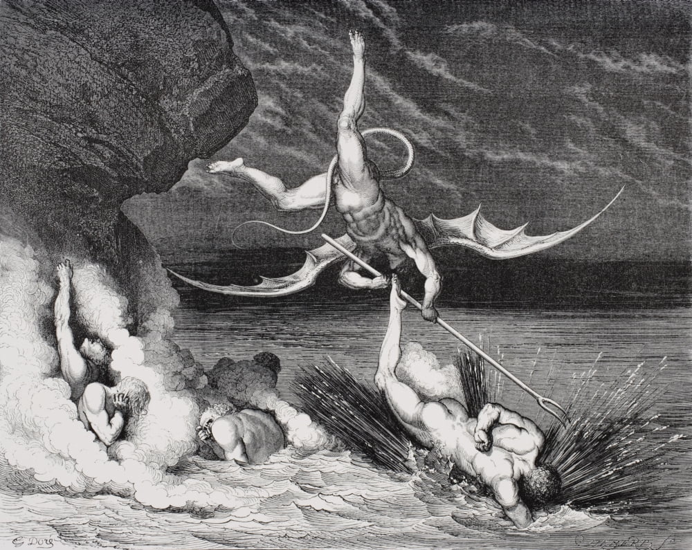 Engraving By Gustave Dore 1832-1883 French Artist And Illustrator For Inferno By Dante Alighieri Canto Xxii Lines 125126 Canvas Art - Ken Welsh Design Pics (16 x 13)