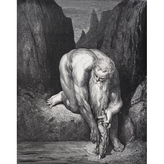 Engraving By Gustave Dore 1832-1883 French Artist And Illustrator For Inferno By Dante Alighieri Canto Xxxi Lines 133 To 135 Canvas Art - Ken Welsh Design Pics (26 x 32)