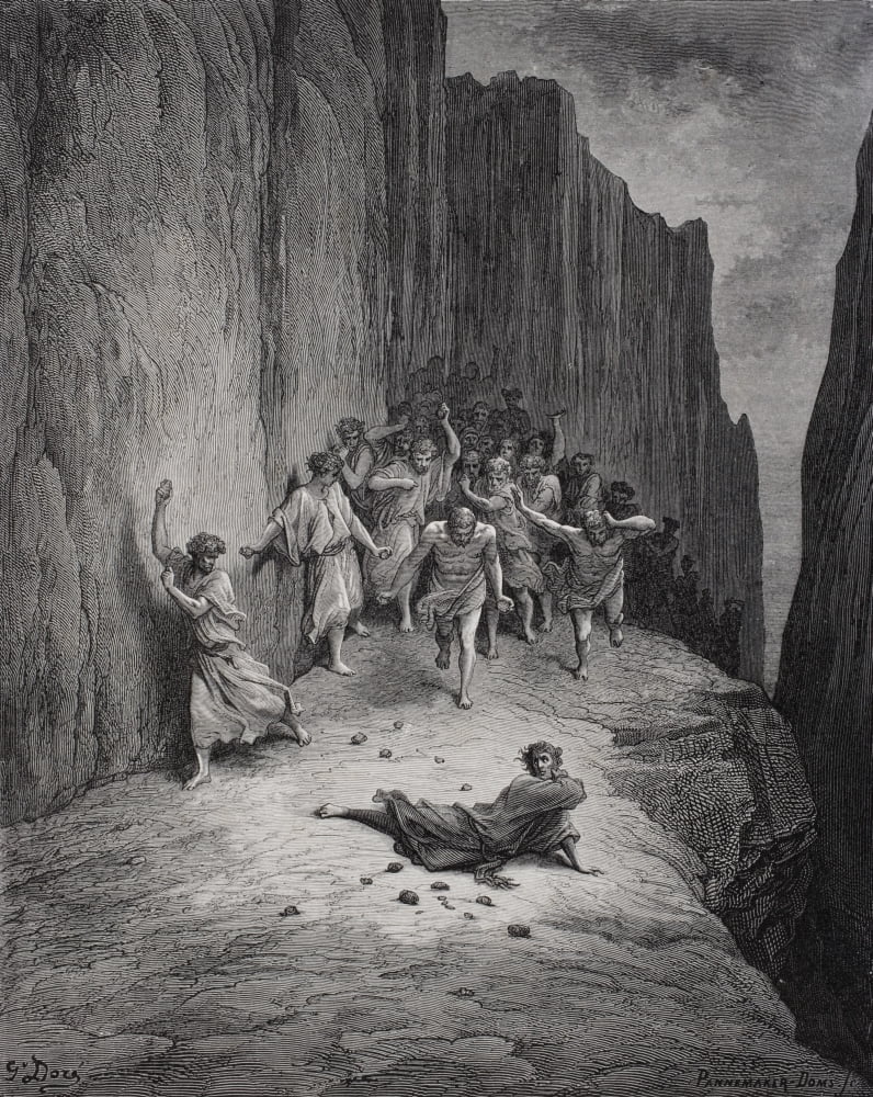 Engraving By Gustave Dore 1832-1883 French Artist And Illustrator For Purgatory By Dante Alighieri Canto Xv Lines 103 To 106 Canvas Art - Ken Welsh Design Pics (26 x 32)