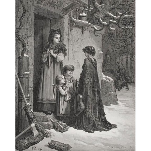 Engraving Illustrating The Grasshopper & The Ant by Gustave Dore 1832-1883 French Artist & Illustrator From Fontaine Poster Print, Large - 26 x 32