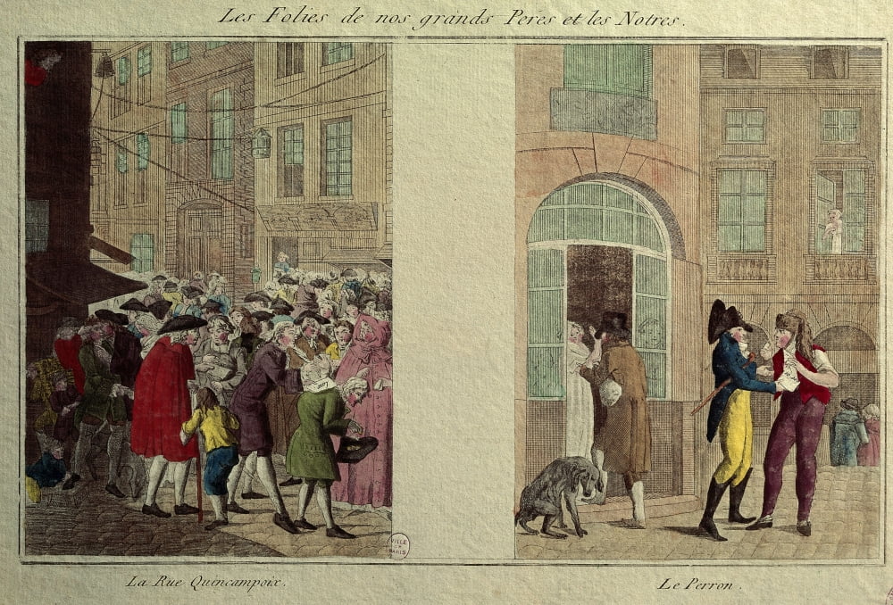 Engraving Les Agioteurs Rue Quincampoix 1720 Paris Canvas Art - (24 x 18)