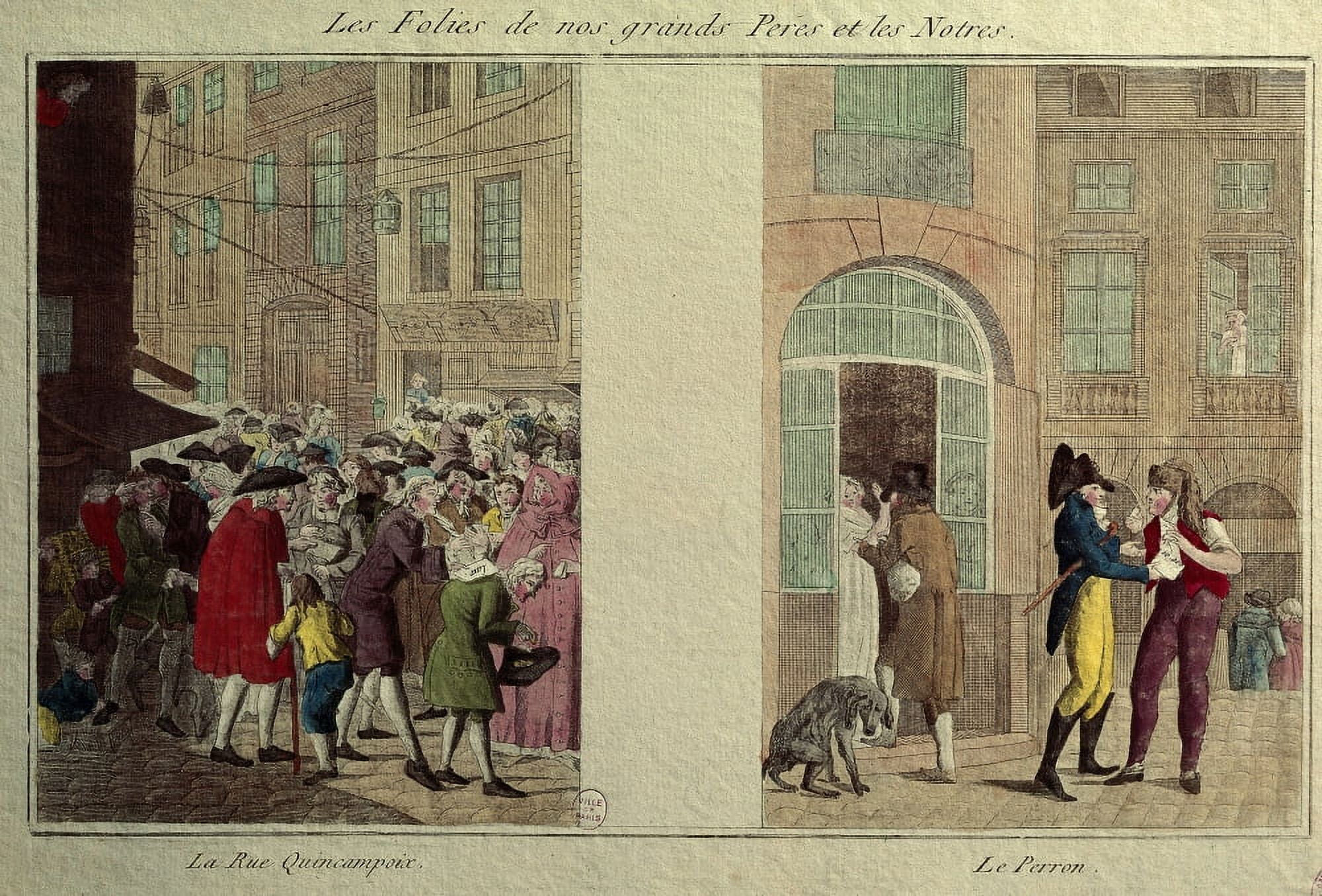 Engraving Les Agioteurs Rue Quincampoix 1720 Paris Canvas Art - (36 x 24)
