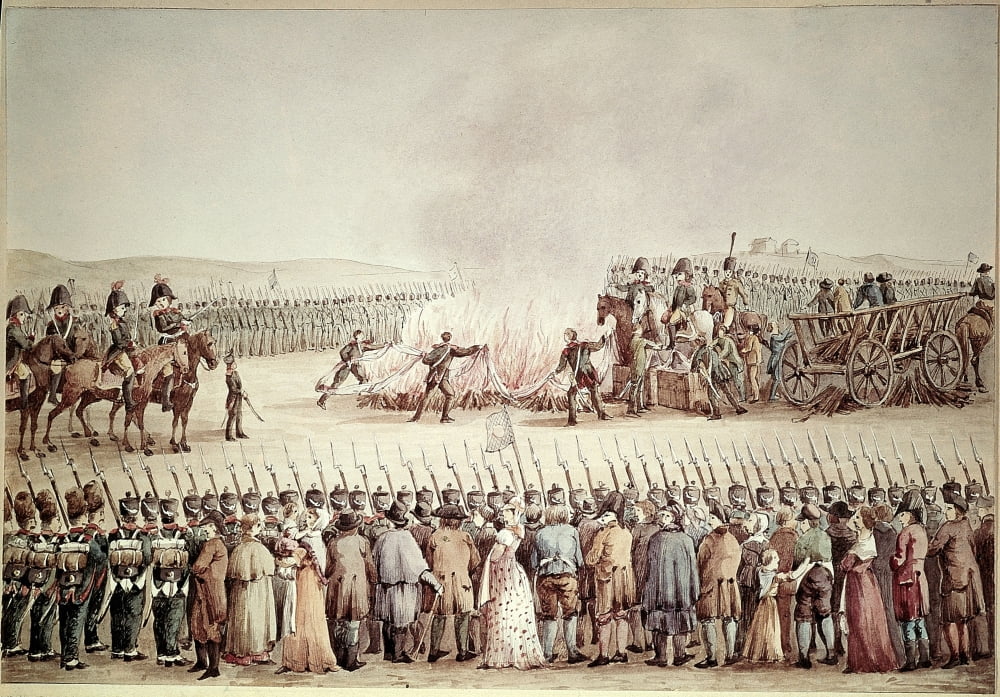 Engraving Les Marchandises Anglaises Brulees Sur Ordre De Napoleon I Canvas Art - (24 x 18)