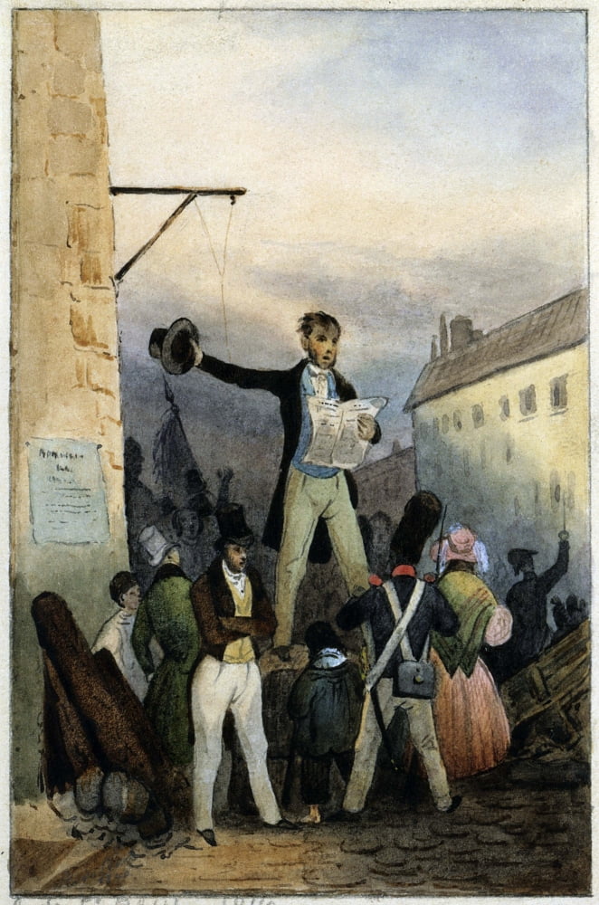 Engraving Manifestation Dans La Rue En 1840 Paris Canvas Art - (18 x 24)
