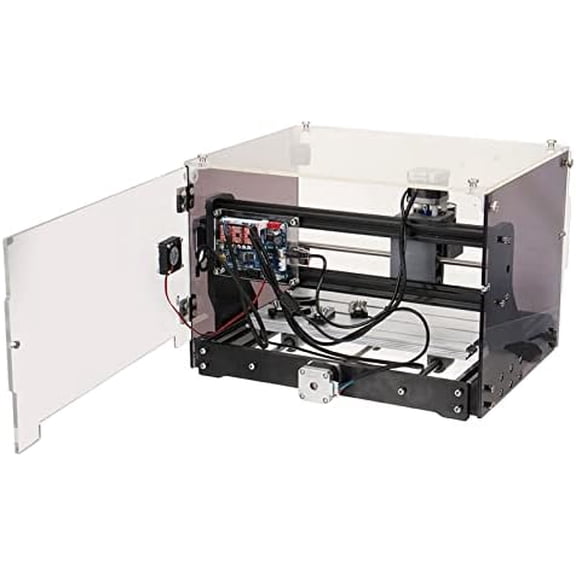 Engraving Milling Machine, 3 Axis Desktop CNC Router Machine 3018-SE V2 w/Transparent Enclosure  Spindle, Desktop Mini Machine Router Engraver DIY LOGO for Wood, Plastic, Paper