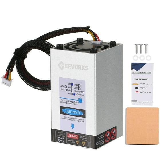 Engraving Module,3d Printer 450nm 80w Diy Craft Wood Router Diy Craft Wood Leather Speed Cutter 3d Router Diy Craft Printer Router Head Speed Paper Wood Leather Fabric Silver 80W