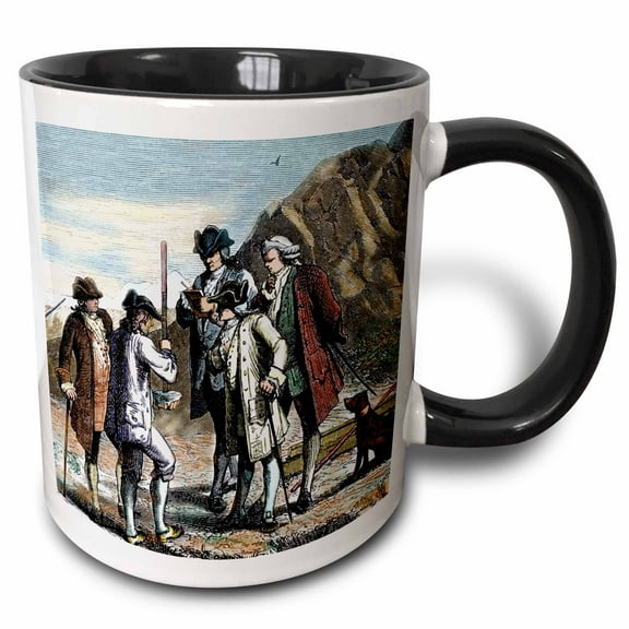 3drose, Engraving of Blaise Pascal, Mathematician, Historical Art - Hi12 Pri0284 - Prisma, 11oz Two-tone Black Mug