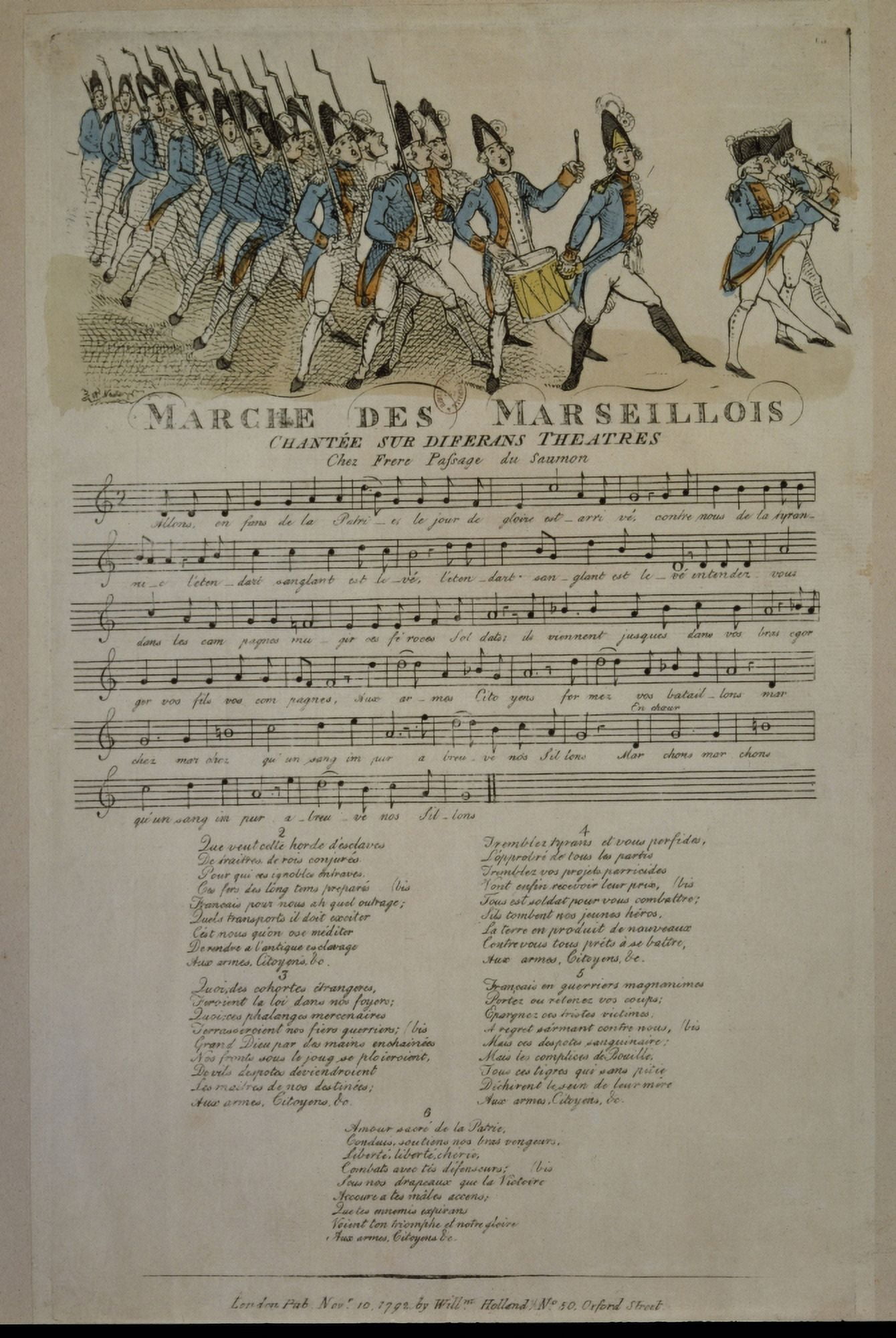 Engraving Partition De La Marseillaise ( Novembre 1792 ) Paris Canvas Art - (24 x 36)