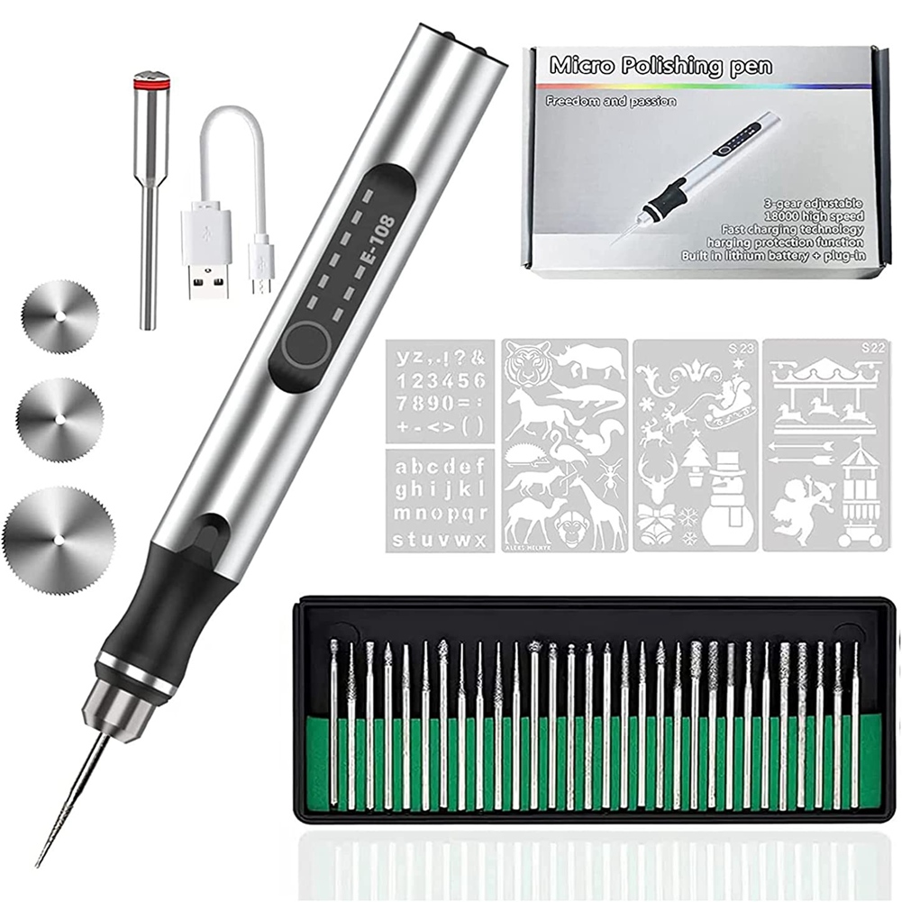 Engraving Pen with 33 Bits,USB Rechargeable Engraver Tool, Portable DIY