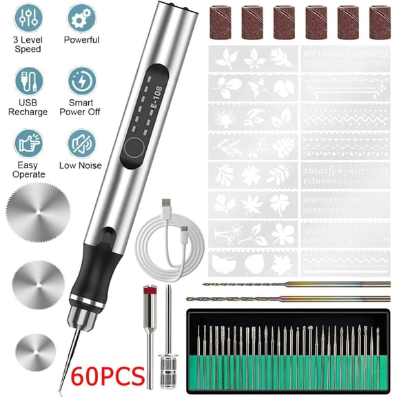 Engraving Pen with 34Bits, Portable Engraving Pen Electric Cordless Rot