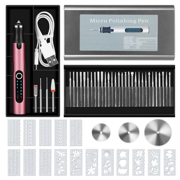 Engraving Pen with 37 Bits, USB Rechargeable Cordless Engraving Machine with Box, Porta mj2233