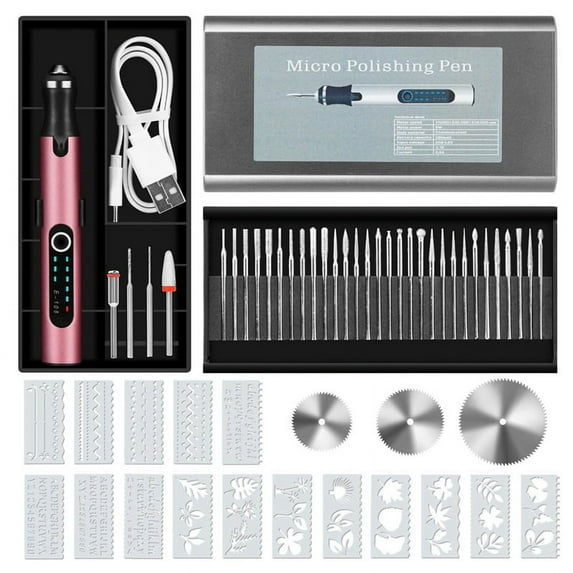 Engraving Pen with 37 Bits, USB Rechargeable DIY RoseGold
