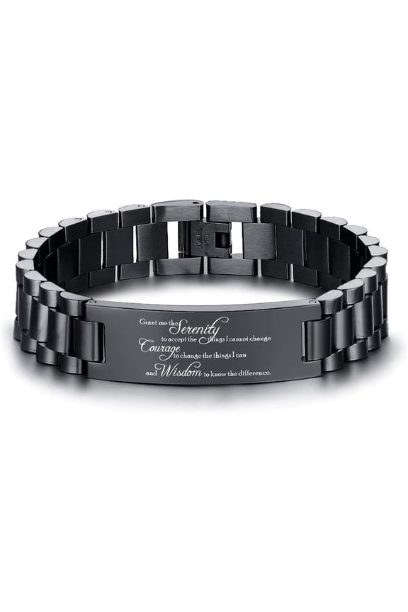 Engraving Quote Bible Verse Prayer Adjustable Stainless Steel Motivational Inspirational Encouragement ID Bracelets for Men Boys SERENITY PRAYER SERENITY PRAYER {}