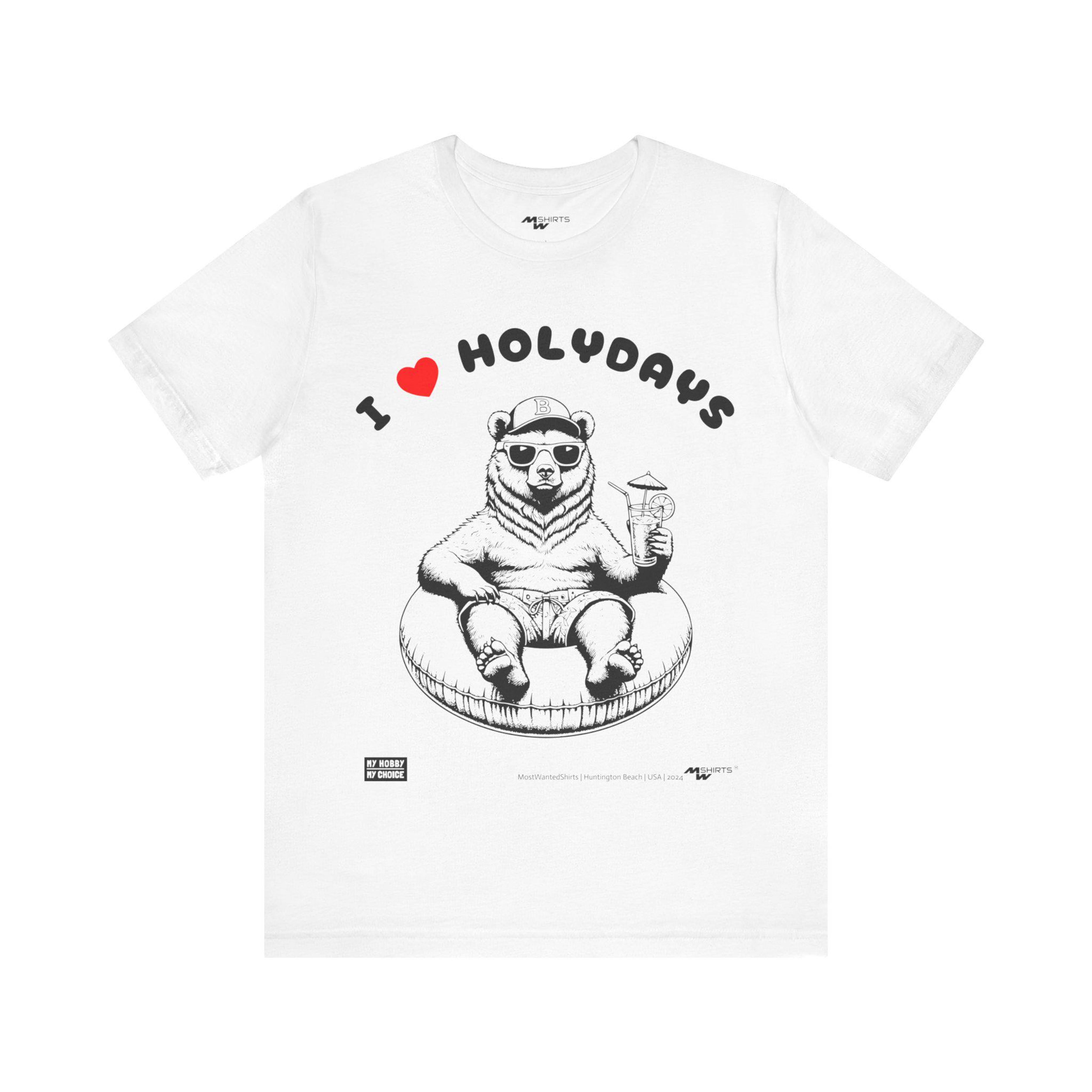 Engraving Style Holiday Bear Tee I Love Holidays" Design with Logos