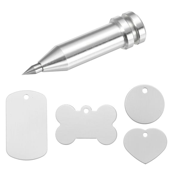 Uxcell Engraving Tip Etching Tool with 16Pcs Silver Classic Blank Tags & Labels