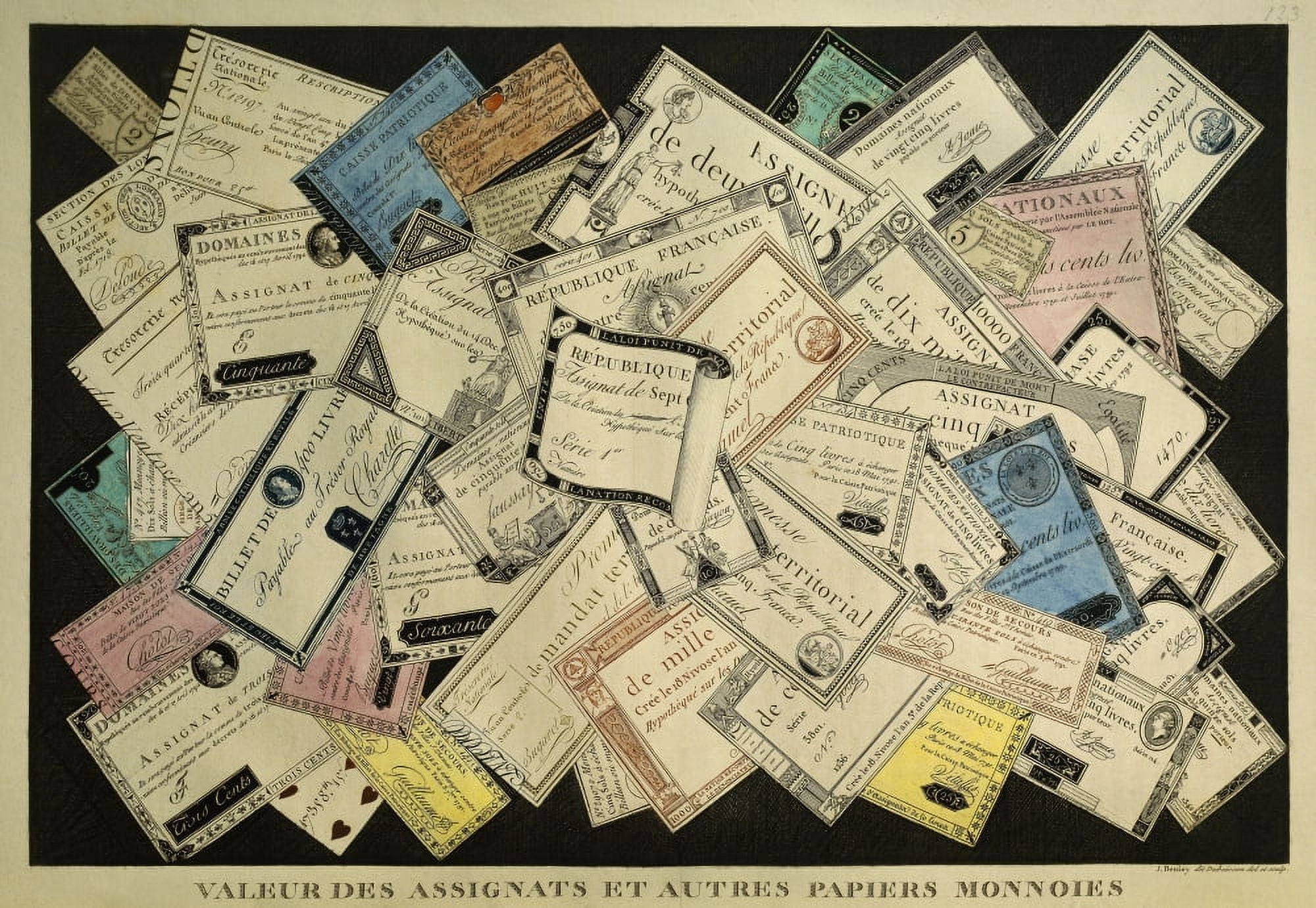 Engraving Valeurs Des Assignats Et Autres Papiers Monnaies Paris Canvas Art - (36 x 24)