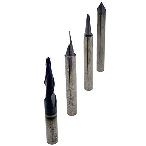 Engraving Wood Carving Router Bit Set - 4pcs 15,20,60, Tapered Angle Ball Nose (r 1.0mm) - Solid Carbide - 1/4 Shanks - USA Veteran Owned$$Tools & Hardware Other