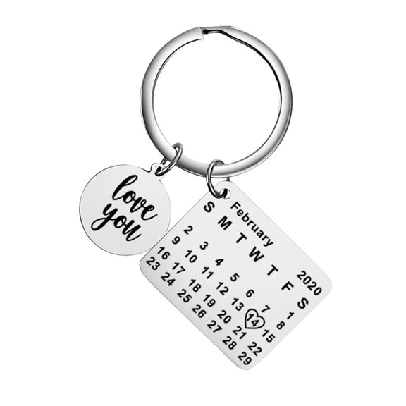 Engraving calendar date engraving stainless steel Keyring and Keychain Keychain Key Ring Holder Valentine Day Gift commemorative wedding gift
