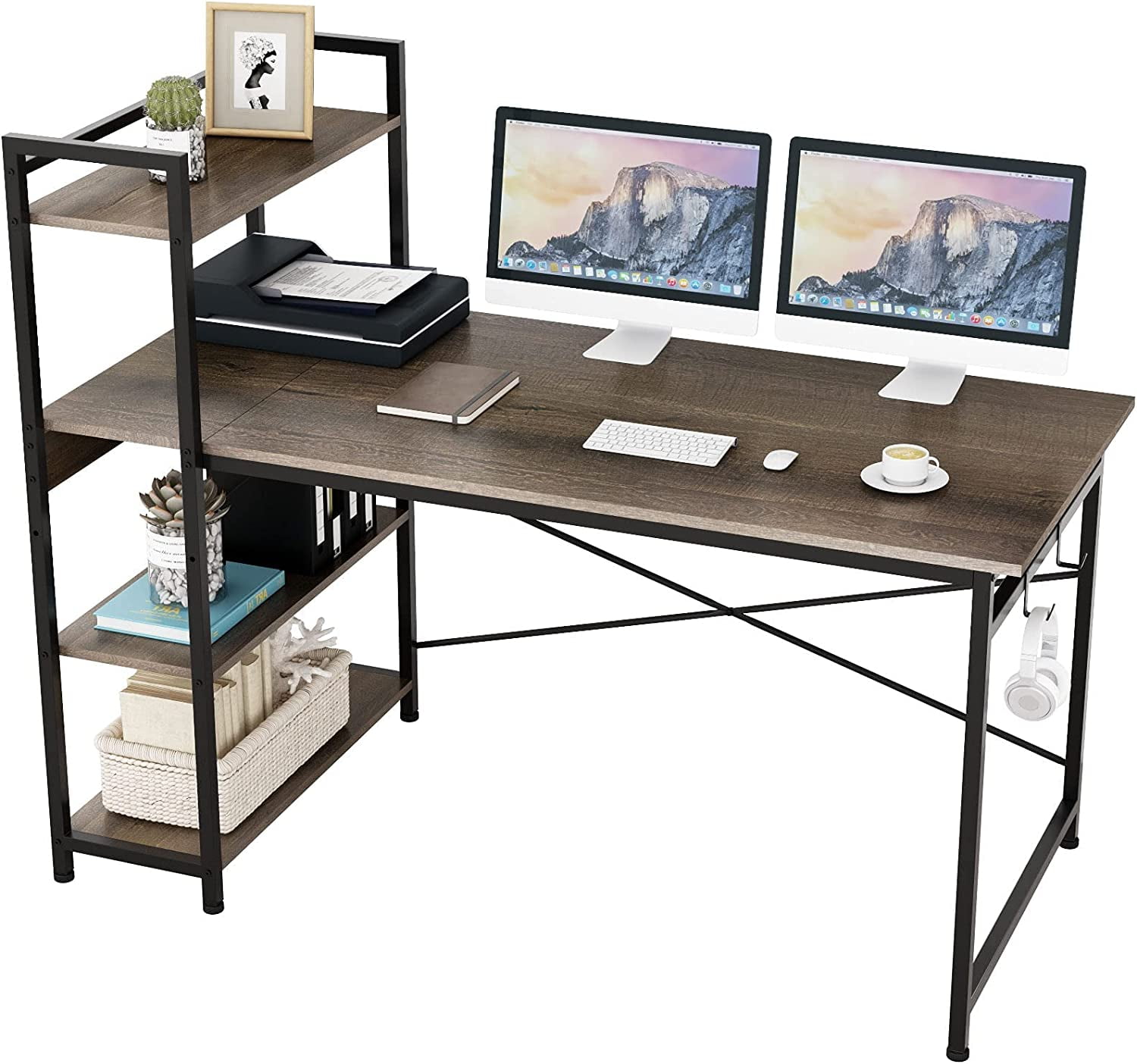 Engriy Computer Desk with 4 Tier Shelves for Home Office 47" Writing