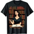 thumbnail image 1 of Engrossed in : Black V Neck T-Shirt with Book Lover Graphic, 1 of 5