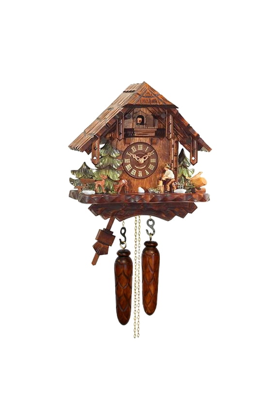 11.5" x 12.5" Brown Analog Traditional Cuckoo Clock, 427