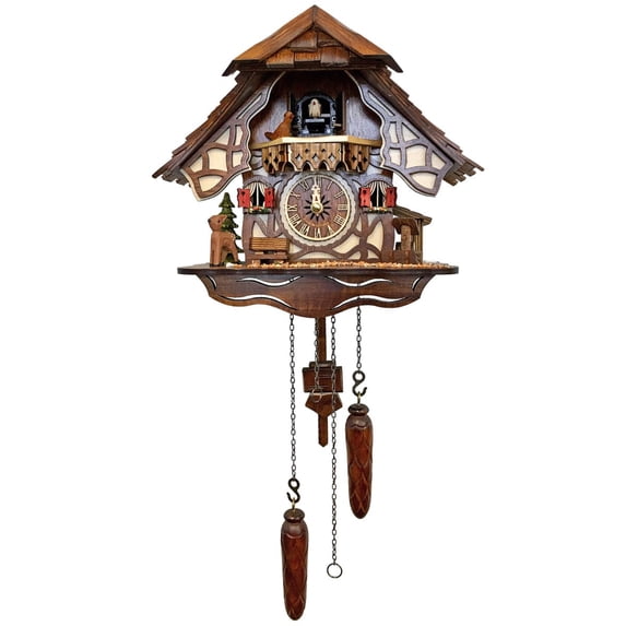 Alexander Taron 10.5" Engstler Battery-Operated Woodland House Full Size Cuckoo Wall Clock
