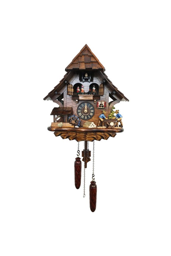 13.5" Engstler Battery-Operated Working Men Full Size Cuckoo Wall Clock