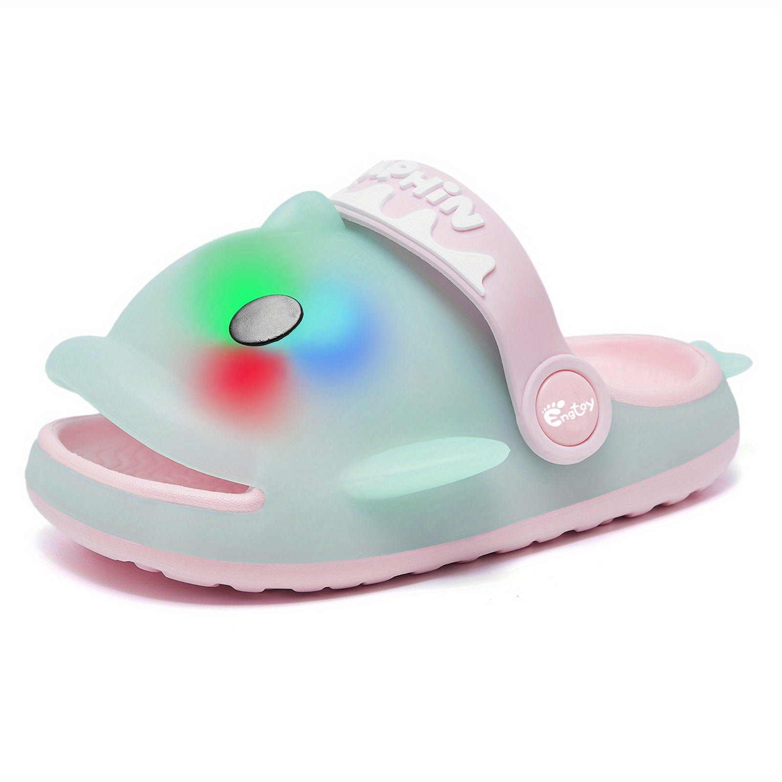 Engtoy Kids Shark Slides Toddler Cloud Shark Slides Boys Girls Lights Up Clogs Open Toe Dolphin