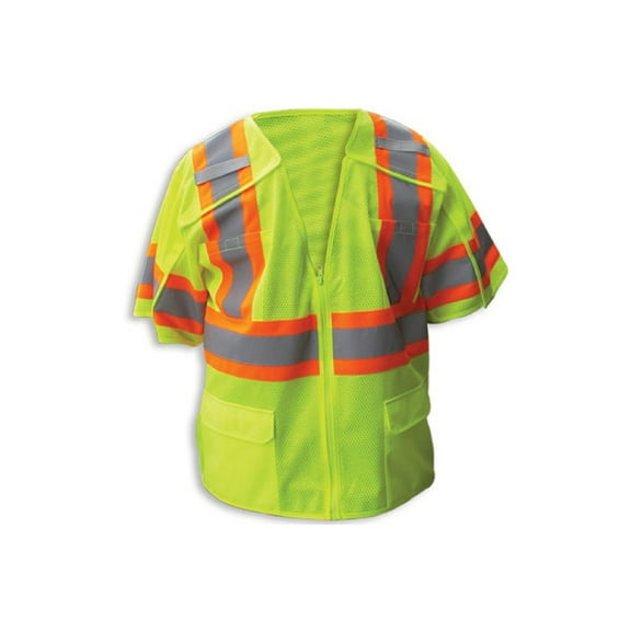 Enguard LIME Poly Mesh Reflective Safety Vest, 5PT Breakaway, Class 3 - XL