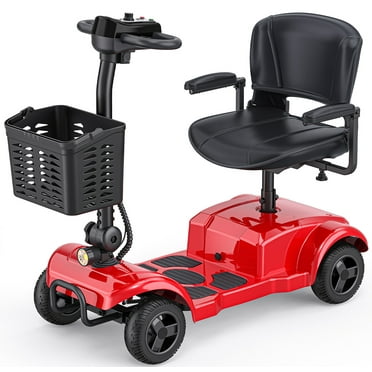 Engwe 4 Wheel Mobility Scooter for Seniors,Foldable Powered Mobile Wheelchair with Basket,Red