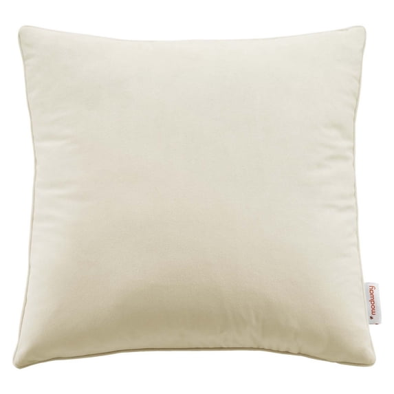 Modway Enhance 18" Performance Velvet Throw Pillow in Ivory