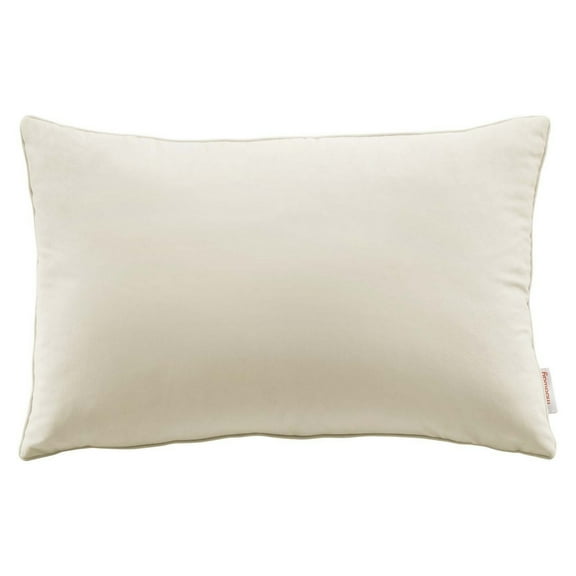 Modway Enhance 24" Lumbar Performance Velvet Throw Pillow in Ivory