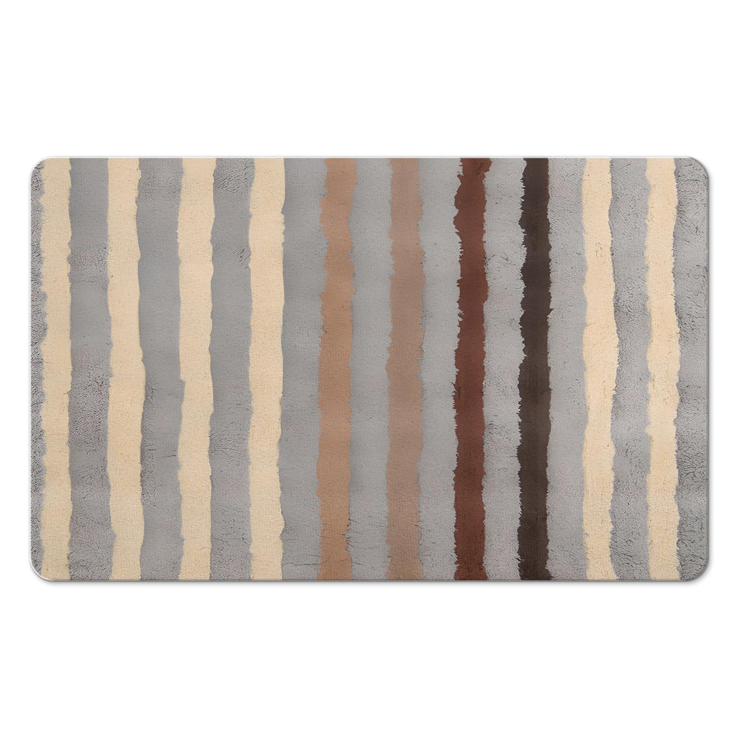 Enhance Your Bath with our 20x32in Striped Microfiber Bathroom Rugs – Ultra-Plush, Highly Absorbent Bath Mat, Anti-Slip, Machine Washable for Tub & Shower