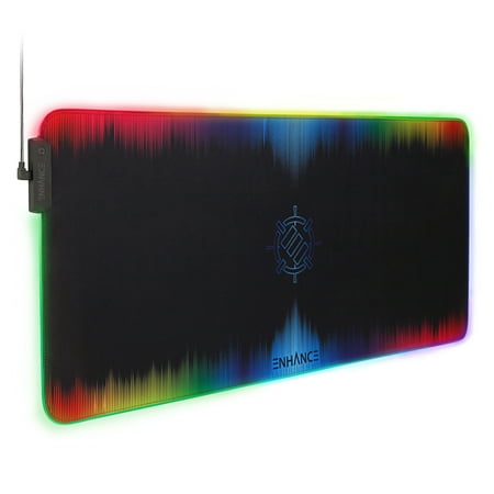 Enhance Extra Large LED Gaming Mouse Pad - Soft XXL Desk Mat with 7 RGB Colors, 3 Color Modes, Smart Control, Water Resistant High Speed Tracking Surface - (Multicolor) - Extended - 32 x 14 Inches