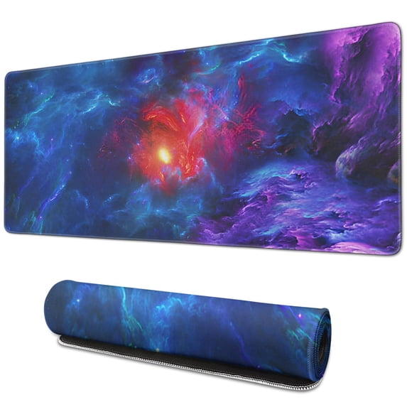 Enhance Gaming Experience with Dazzling Galaxy Mouse Pad; Large, Non-Slip Rubber Base for Accurate Control. Perfect Keyboard & Desk Pad, Stitched Edges - 31.5x11.8inch.