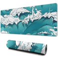 thumbnail image 1 of Enhance Your Gaming Experience with our XL Japanese Blue and White Wave Mouse Pad - Non-Slip Rubber Base, Stitched Edges, Large Size, 31.5 X 11.8 Inch, 1 of 7